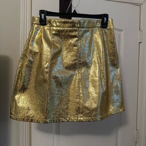 LILI SIDONIO Metallic Gold A-Line Mini Skirt